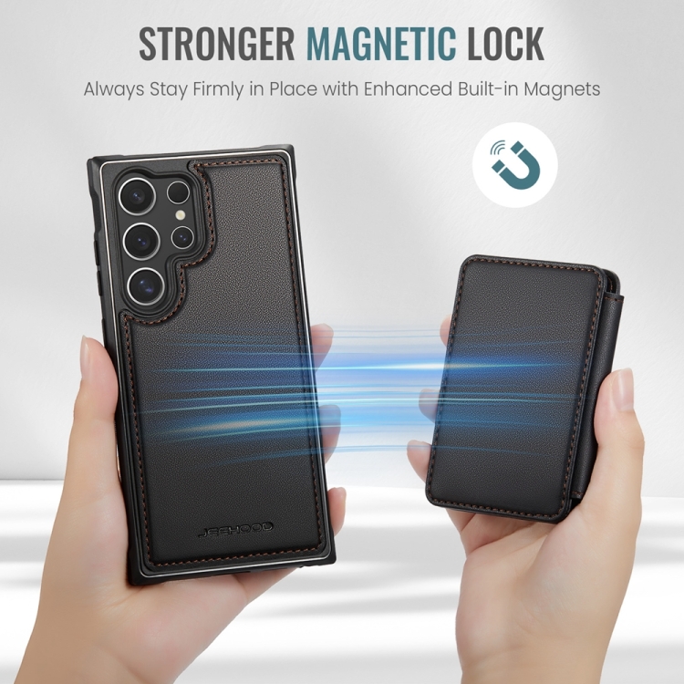 For Samsung Galaxy S24 Ultra 5G JEEHOOD J05 Business Magnetic Style RFID Leather Phone Case(Black) For Samsung Galaxy S24 Ultra 5G JEEHOOD J05 Business Magnetic Style RFID Leather Phone Case(Black)