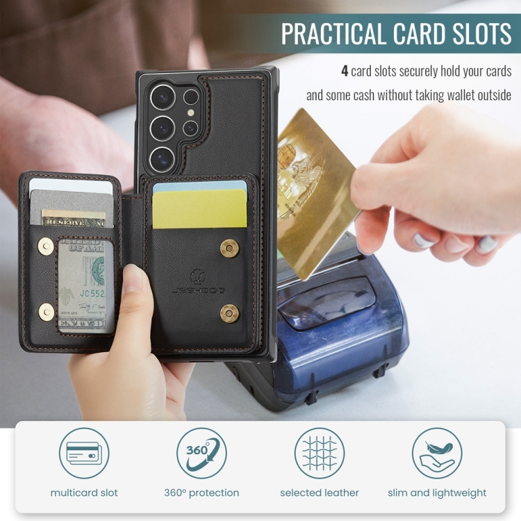 For Samsung Galaxy S24 Ultra 5G JEEHOOD J05 Business Magnetic Style RFID Leather Phone Case(Black) For Samsung Galaxy S24 Ultra 5G JEEHOOD J05 Business Magnetic Style RFID Leather Phone Case(Black)