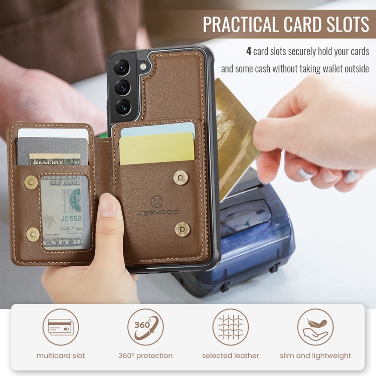 For Samsung Galaxy S22 5G JEEHOOD J05 Business Magnetic Style RFID Leather Phone Case(Brown) For Samsung Galaxy S22 5G JEEHOOD J05 Business Magnetic Style RFID Leather Phone Case(Brown)