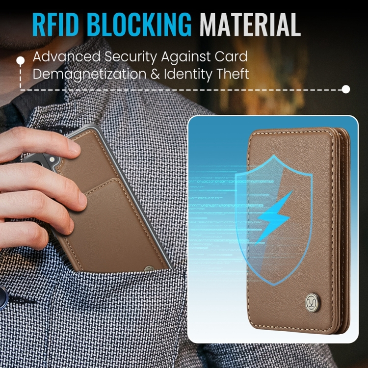 For Samsung Galaxy S22 5G JEEHOOD J05 Business Magnetic Style RFID Leather Phone Case(Brown) For Samsung Galaxy S22 5G JEEHOOD J05 Business Magnetic Style RFID Leather Phone Case(Brown)