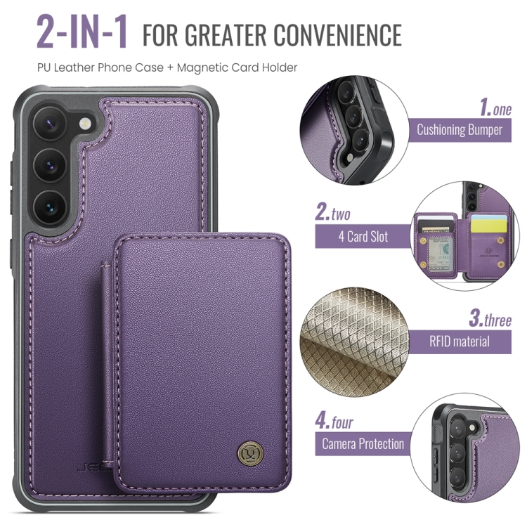 For Samsung Galaxy S23+ 5G JEEHOOD J05 Business Magnetic Style RFID Leather Phone Case(Purple) For Samsung Galaxy S23+ 5G JEEHOOD J05 Business Magnetic Style RFID Leather Phone Case(Purple)