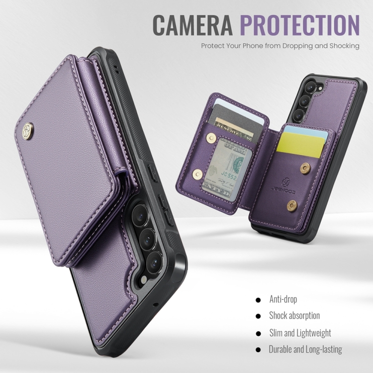 For Samsung Galaxy S23+ 5G JEEHOOD J05 Business Magnetic Style RFID Leather Phone Case(Purple) For Samsung Galaxy S23+ 5G JEEHOOD J05 Business Magnetic Style RFID Leather Phone Case(Purple)