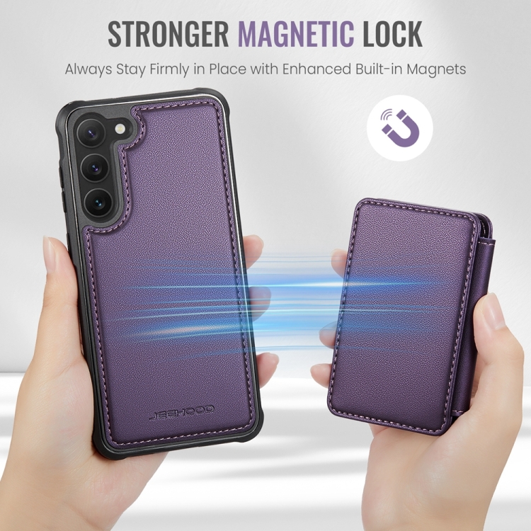 For Samsung Galaxy S23+ 5G JEEHOOD J05 Business Magnetic Style RFID Leather Phone Case(Purple) For Samsung Galaxy S23+ 5G JEEHOOD J05 Business Magnetic Style RFID Leather Phone Case(Purple)