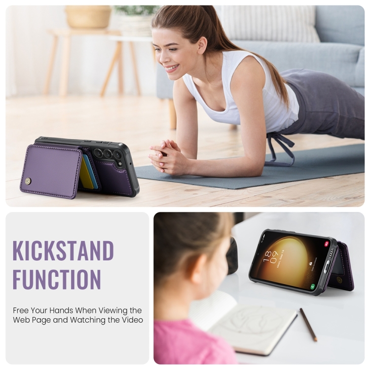 For Samsung Galaxy S23+ 5G JEEHOOD J05 Business Magnetic Style RFID Leather Phone Case(Purple) For Samsung Galaxy S23+ 5G JEEHOOD J05 Business Magnetic Style RFID Leather Phone Case(Purple)
