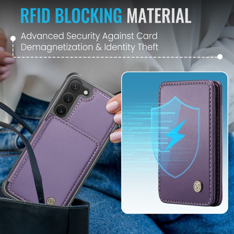 For Samsung Galaxy S23+ 5G JEEHOOD J05 Business Magnetic Style RFID Leather Phone Case(Purple) For Samsung Galaxy S23+ 5G JEEHOOD J05 Business Magnetic Style RFID Leather Phone Case(Purple)