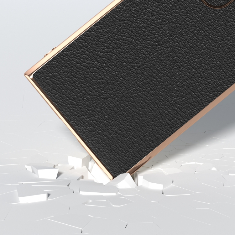 For Samsung Galaxy S24 Ultra 5G Nano Plating Genuine Leather Wave Series Phone Case(Black) For Samsung Galaxy S24 Ultra 5G Nano Plating Genuine Leather Wave Series Phone Case(Black)