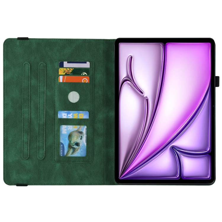 For iPad Air 11 2024 Butterfly Flower Embossed Leather Tablet Case(Green) For iPad Air 11 2024 Butterfly Flower Embossed Leather Tablet Case(Green)