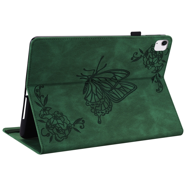 For iPad Air 11 2024 Butterfly Flower Embossed Leather Tablet Case(Green) For iPad Air 11 2024 Butterfly Flower Embossed Leather Tablet Case(Green)