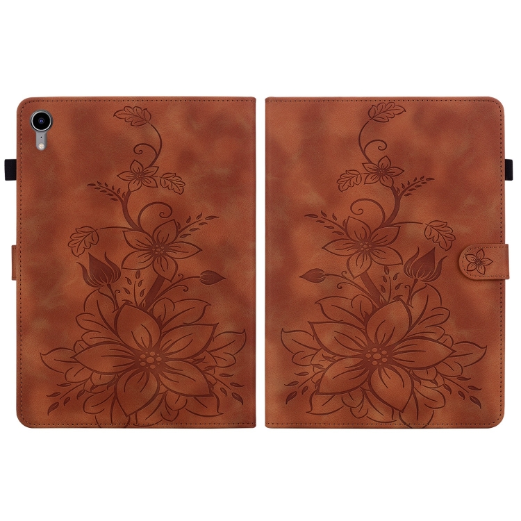 For iPad mini 6 / mini 2024 Lily Embossed Leather Smart Tablet Case(Brown) For iPad mini 6 / mini 2024 Lily Embossed Leather Smart Tablet Case(Brown)