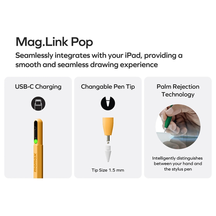 MOMAX TP10 Mag Link Pop Rainbow Touch Pen Capacitive Pen(Green)