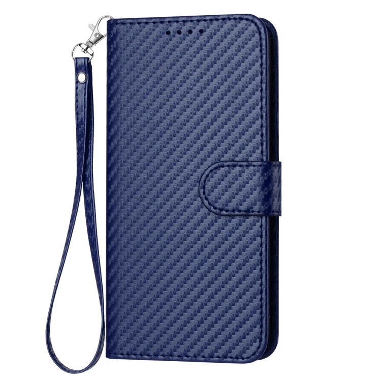 For iPhone 16 YX0070 Carbon Fiber Buckle Leather Phone Case with Lanyard(Royal Blue) For iPhone 16 YX0070 Carbon Fiber Buckle Leather Phone Case with Lanyard(Royal Blue)