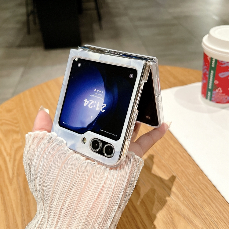 For Samsung Galaxy Z Flip5 Creative Porcelain Painting PC Full Coverage Fold Shockproof Phone Case(White) For Samsung Galaxy Z Flip5 Creative Porcelain Painting PC Full Coverage Fold Shockproof Phone Case(White)