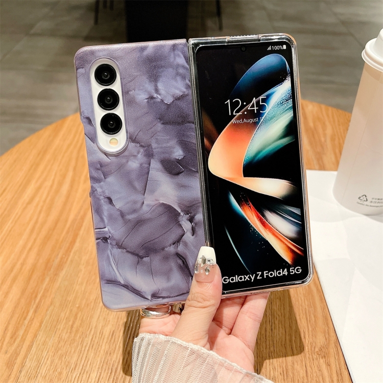 For Samsung Galaxy Z Fold3 / Fold4 Creative Porcelain Painting PC Full Coverage Fold Shockproof Phone Case(Purple)