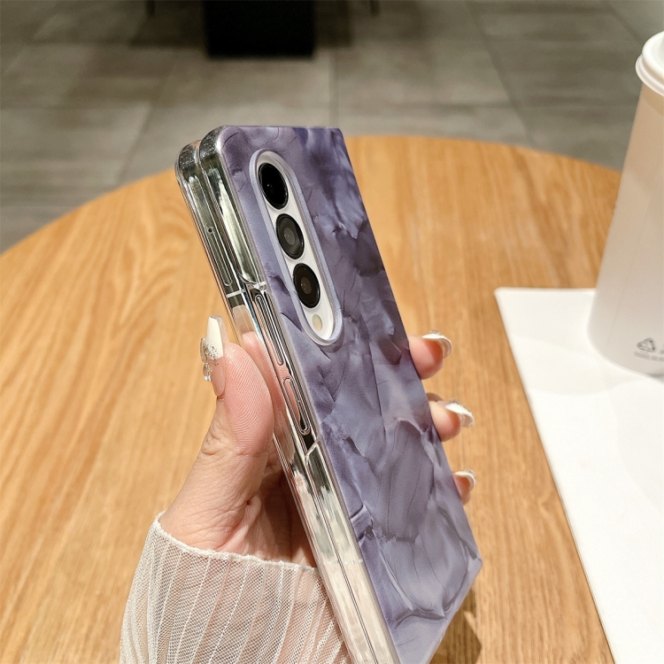 For Samsung Galaxy Z Fold3 / Fold4 Creative Porcelain Painting PC Full Coverage Fold Shockproof Phone Case(Purple)