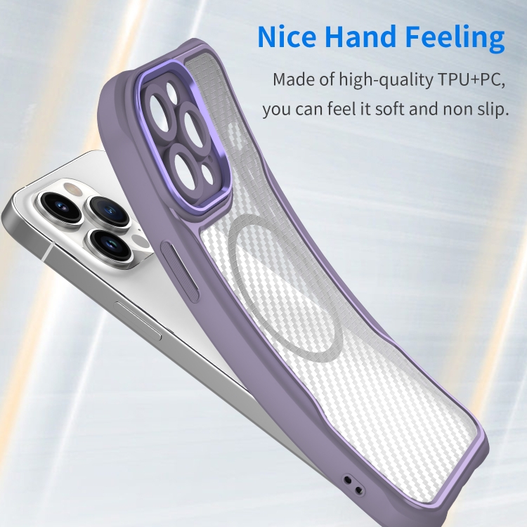 For iPhone 11 Carbon Fiber Texture MagSafe Translucent Phone Case(Purple) For iPhone 11 Carbon Fiber Texture MagSafe Translucent Phone Case(Purple)