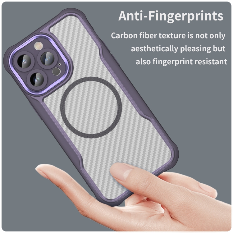 For iPhone 11 Carbon Fiber Texture MagSafe Translucent Phone Case(Purple) For iPhone 11 Carbon Fiber Texture MagSafe Translucent Phone Case(Purple)