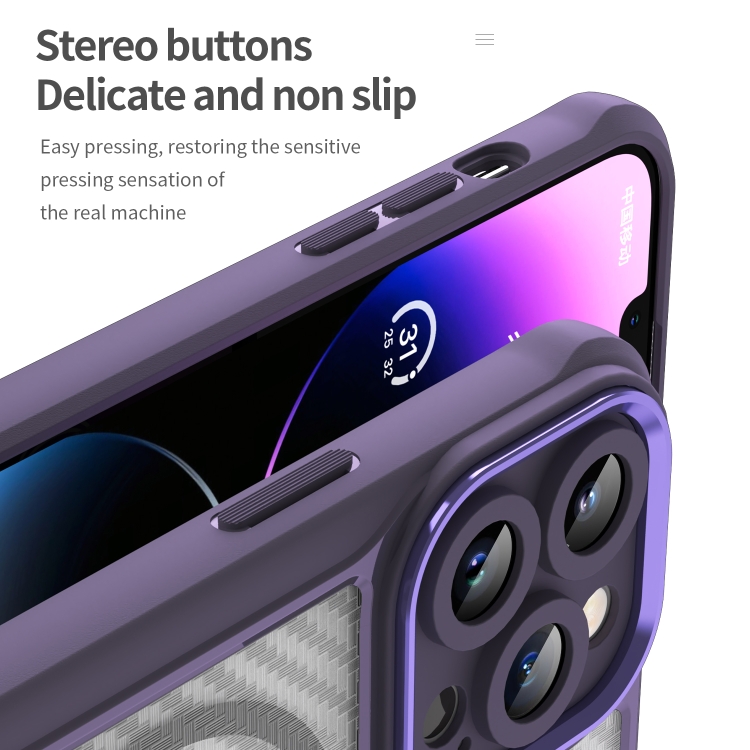 For iPhone 11 Carbon Fiber Texture MagSafe Translucent Phone Case(Purple) For iPhone 11 Carbon Fiber Texture MagSafe Translucent Phone Case(Purple)