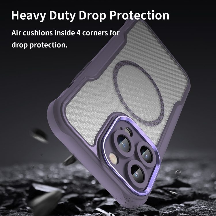 For iPhone 11 Carbon Fiber Texture MagSafe Translucent Phone Case(Purple) For iPhone 11 Carbon Fiber Texture MagSafe Translucent Phone Case(Purple)