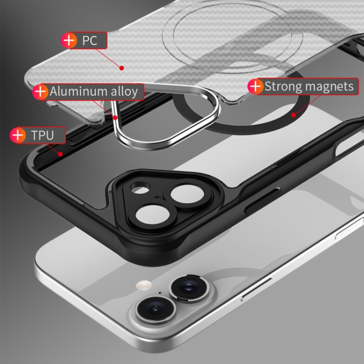 For iPhone 16 Plus Carbon Fiber Texture MagSafe Translucent Phone Case(Blue) For iPhone 16 Plus Carbon Fiber Texture MagSafe Translucent Phone Case(Blue)