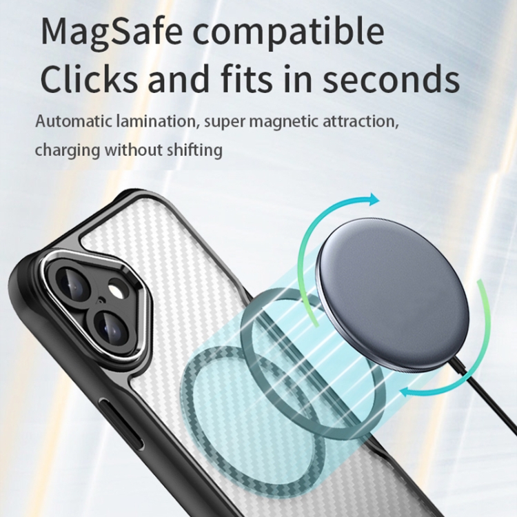 For iPhone 16 Plus Carbon Fiber Texture MagSafe Translucent Phone Case(Blue) For iPhone 16 Plus Carbon Fiber Texture MagSafe Translucent Phone Case(Blue)
