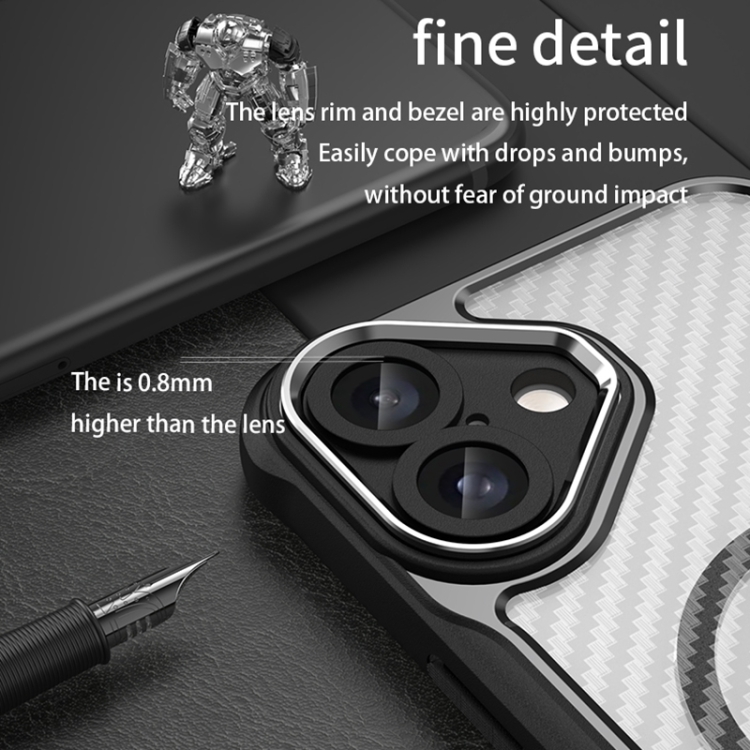 For iPhone 16 Plus Carbon Fiber Texture MagSafe Translucent Phone Case(Blue) For iPhone 16 Plus Carbon Fiber Texture MagSafe Translucent Phone Case(Blue)