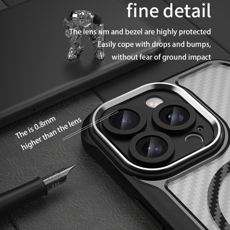For iPhone 16 Pro Max Carbon Fiber Texture MagSafe Translucent Phone Case(Black) For iPhone 16 Pro Max Carbon Fiber Texture MagSafe Translucent Phone Case(Black)