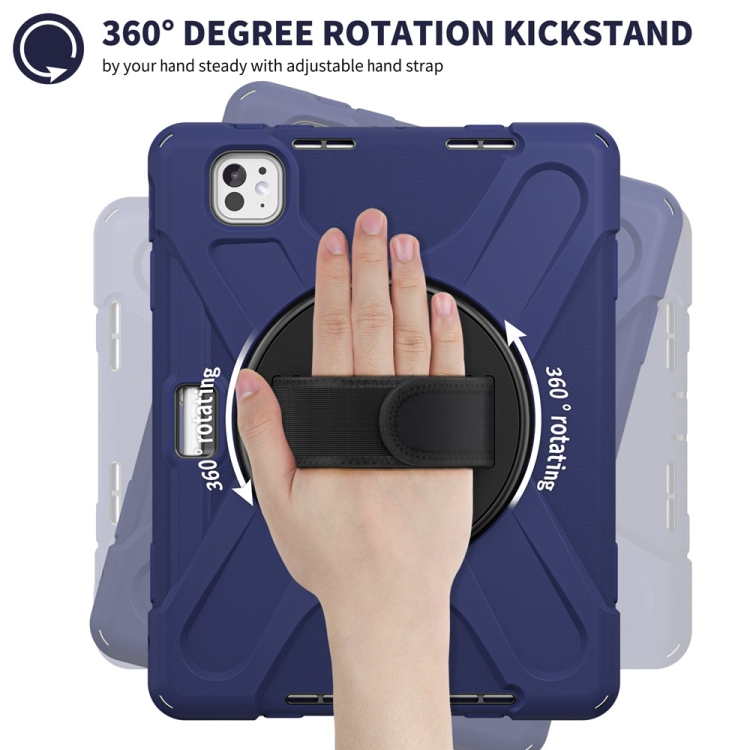 For iPad Pro 11 2024 Rotatable Holder Silicone Hybrid PC Tablet Case with Shoulder Strap(Navy Blue) For iPad Pro 11 2024 Rotatable Holder Silicone Hybrid PC Tablet Case with Shoulder Strap(Navy Blue)