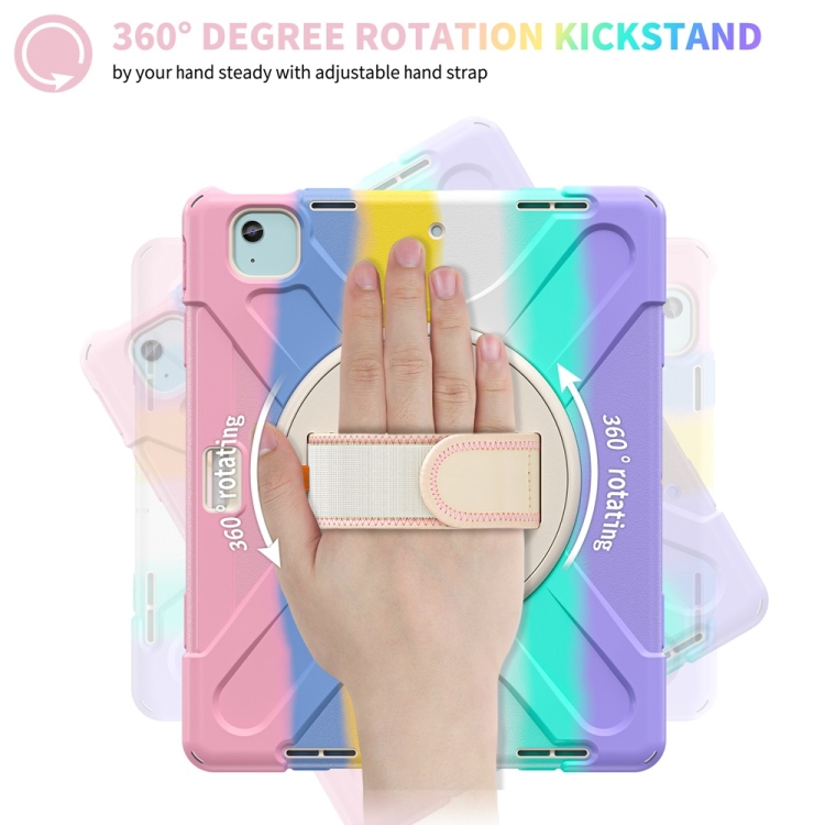 For iPad Air 13 2024 Rotatable Holder Silicone Hybrid PC Tablet Case with Shoulder Strap(Colorful Pink) For iPad Air 13 2024 Rotatable Holder Silicone Hybrid PC Tablet Case with Shoulder Strap(Colorful Pink)