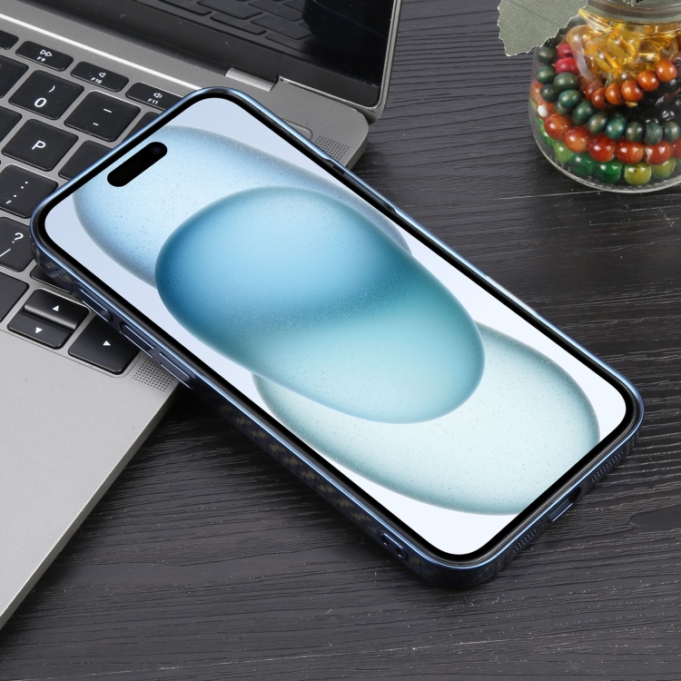For iPhone 16 6D Plated Carbon Fiber Clear Magsafe PC Phone Case(Dream Blue) For iPhone 16 6D Plated Carbon Fiber Clear Magsafe PC Phone Case(Dream Blue)