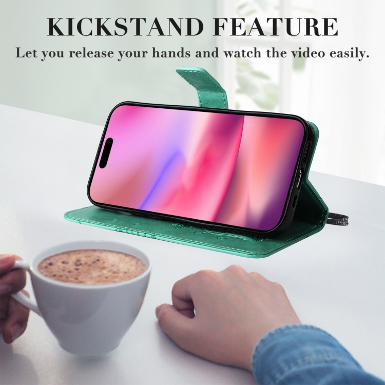 For iPhone 16 3D Butterfly Embossed Pattern Flip Leather Phone Case(Green) For iPhone 16 3D Butterfly Embossed Pattern Flip Leather Phone Case(Green)
