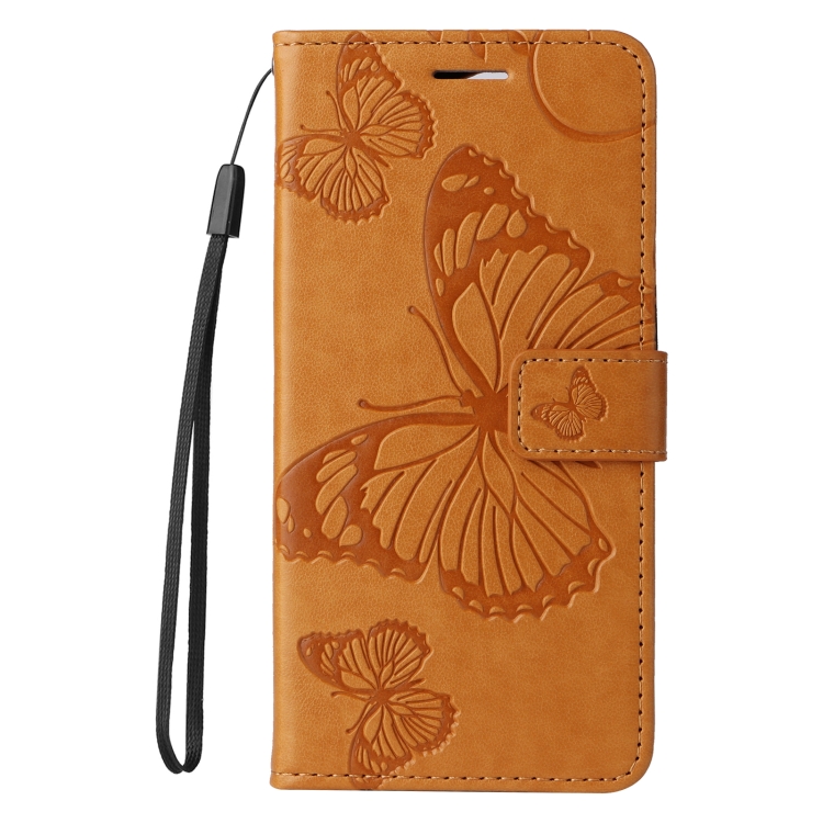 For iPhone 16 Plus 3D Butterfly Embossed Pattern Flip Leather Phone Case(Yellow)