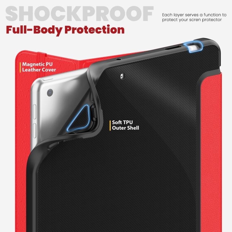 For iPad 10.2 2021 / Air 10.5 Carbon Fiber Leather Smart Tablet Case(Red) For iPad 10.2 2021 / Air 10.5 Carbon Fiber Leather Smart Tablet Case(Red)