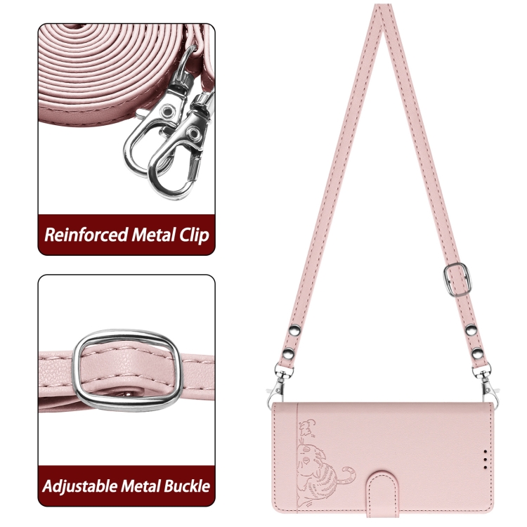 For iPhone 15 Pro Cat Rat Embossed Pattern RFID Leather Phone Case with Lanyard(Pink) For iPhone 15 Pro Cat Rat Embossed Pattern RFID Leather Phone Case with Lanyard(Pink)