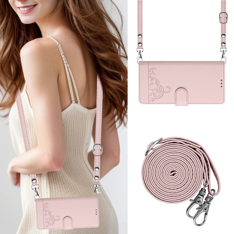 For iPhone 15 Pro Cat Rat Embossed Pattern RFID Leather Phone Case with Lanyard(Pink) For iPhone 15 Pro Cat Rat Embossed Pattern RFID Leather Phone Case with Lanyard(Pink)