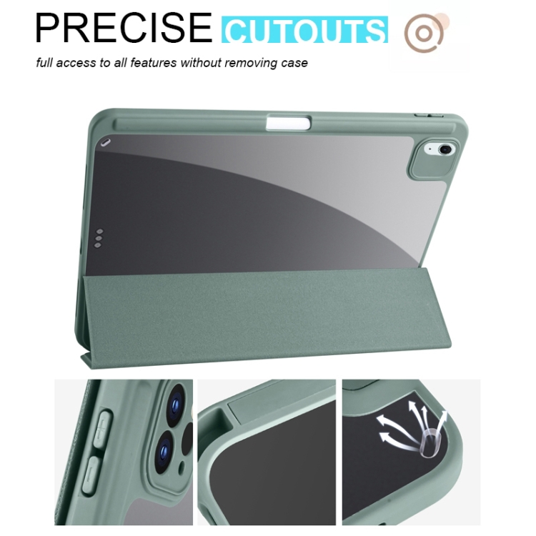 For iPad Air 11 2024 Acrylic 3-folding Smart Leather Tablet Case(Dark Green) For iPad Air 11 2024 Acrylic 3-folding Smart Leather Tablet Case(Dark Green)