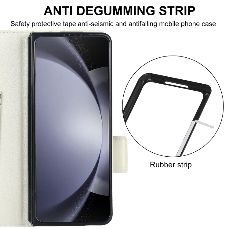 For Samsung Galaxy Z Fold5 Solid Color Multifunctional Folding Leather Phone Case with Pen Slot(White) For Samsung Galaxy Z Fold5 Solid Color Multifunctional Folding Leather Phone Case with Pen Slot(White)