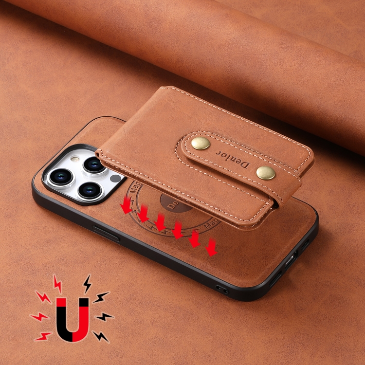For iPhone 14/13 Denior D14 NK Retro Pattern MagSafe Magnetic Card Holder Leather Phone Case(Brown) For iPhone 14/13 Denior D14 NK Retro Pattern MagSafe Magnetic Card Holder Leather Phone Case(Brown)