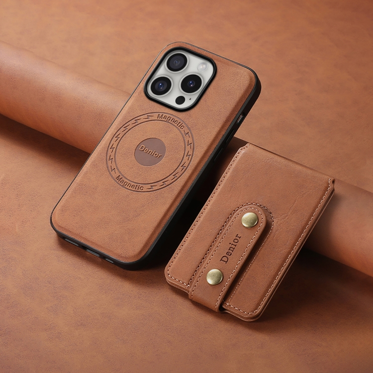 For iPhone 16 Pro Denior D14 NK Retro Pattern MagSafe Magnetic Card Holder Leather Phone Case(Brown) For iPhone 16 Pro Denior D14 NK Retro Pattern MagSafe Magnetic Card Holder Leather Phone Case(Brown)