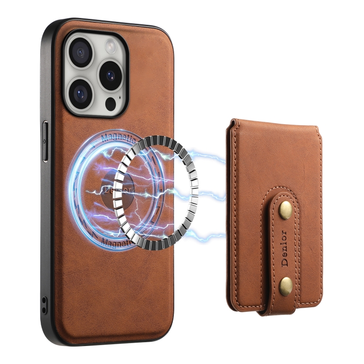 For iPhone 16 Pro Denior D14 NK Retro Pattern MagSafe Magnetic Card Holder Leather Phone Case(Brown) For iPhone 16 Pro Denior D14 NK Retro Pattern MagSafe Magnetic Card Holder Leather Phone Case(Brown)