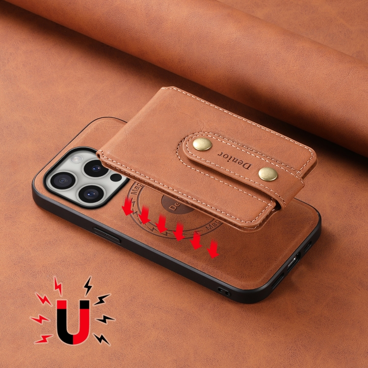 For iPhone 16 Pro Denior D14 NK Retro Pattern MagSafe Magnetic Card Holder Leather Phone Case(Brown) For iPhone 16 Pro Denior D14 NK Retro Pattern MagSafe Magnetic Card Holder Leather Phone Case(Brown)