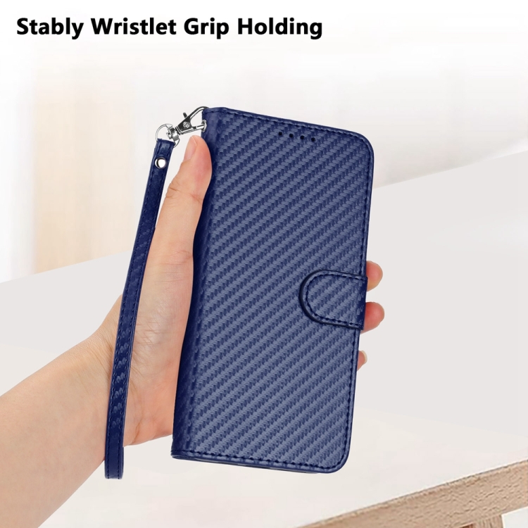 For Samsung Galaxy Z Fold4 5G YX0070 Carbon Fiber Buckle Leather Phone Case with Lanyard(Royal Blue) For Samsung Galaxy Z Fold4 5G YX0070 Carbon Fiber Buckle Leather Phone Case with Lanyard(Royal Blue)