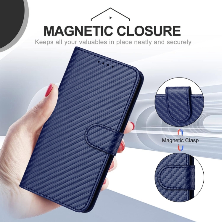 For Samsung Galaxy Z Fold4 5G YX0070 Carbon Fiber Buckle Leather Phone Case with Lanyard(Royal Blue) For Samsung Galaxy Z Fold4 5G YX0070 Carbon Fiber Buckle Leather Phone Case with Lanyard(Royal Blue)