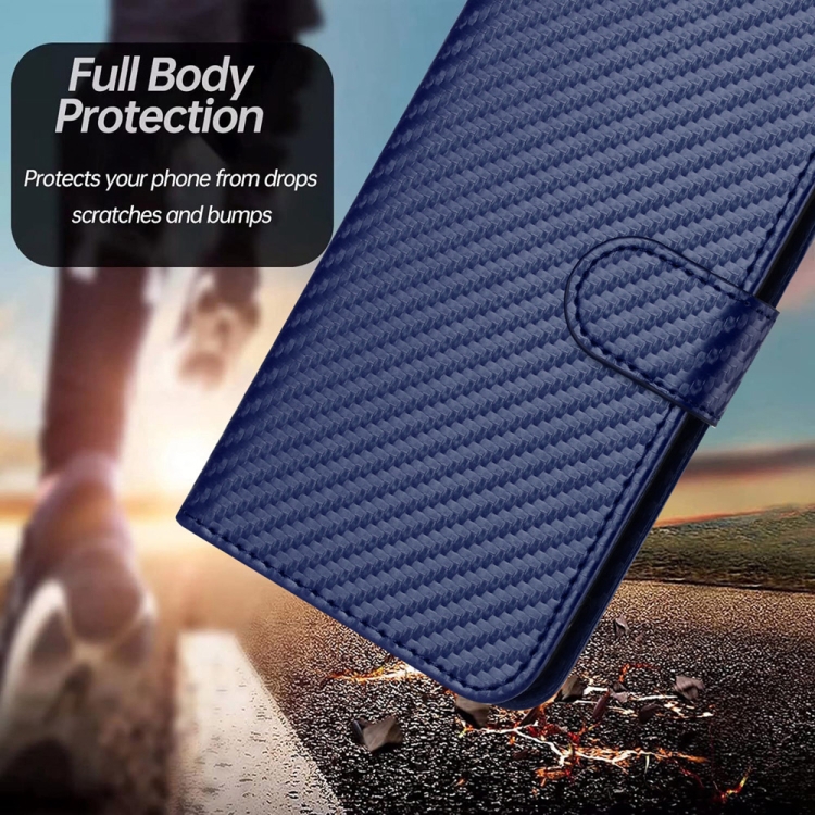 For Samsung Galaxy Z Fold4 5G YX0070 Carbon Fiber Buckle Leather Phone Case with Lanyard(Royal Blue) For Samsung Galaxy Z Fold4 5G YX0070 Carbon Fiber Buckle Leather Phone Case with Lanyard(Royal Blue)
