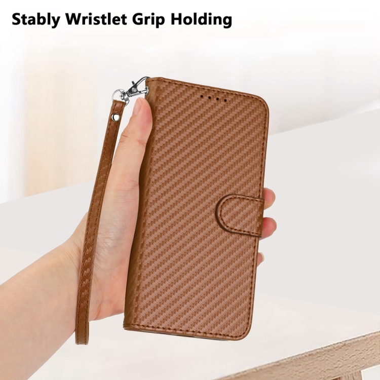 For Samsung Galaxy S22 Ultra 5G YX0070 Carbon Fiber Buckle Leather Phone Case with Lanyard(Coffee) For Samsung Galaxy S22 Ultra 5G YX0070 Carbon Fiber Buckle Leather Phone Case with Lanyard(Coffee)