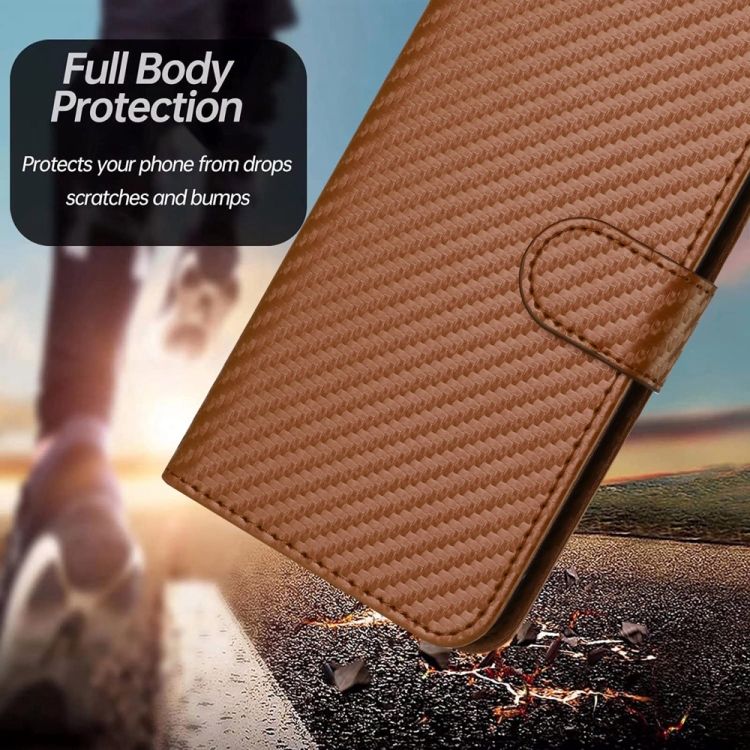 For Samsung Galaxy S22 Ultra 5G YX0070 Carbon Fiber Buckle Leather Phone Case with Lanyard(Coffee) For Samsung Galaxy S22 Ultra 5G YX0070 Carbon Fiber Buckle Leather Phone Case with Lanyard(Coffee)