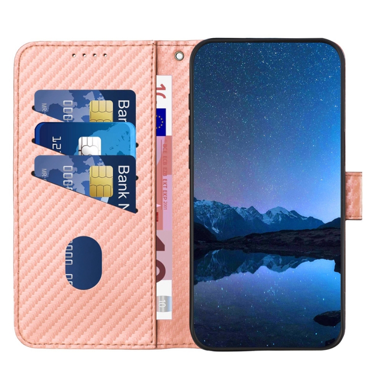 For Samsung Galaxy S21 5G YX0070 Carbon Fiber Buckle Leather Phone Case with Lanyard(Pink) For Samsung Galaxy S21 5G YX0070 Carbon Fiber Buckle Leather Phone Case with Lanyard(Pink)