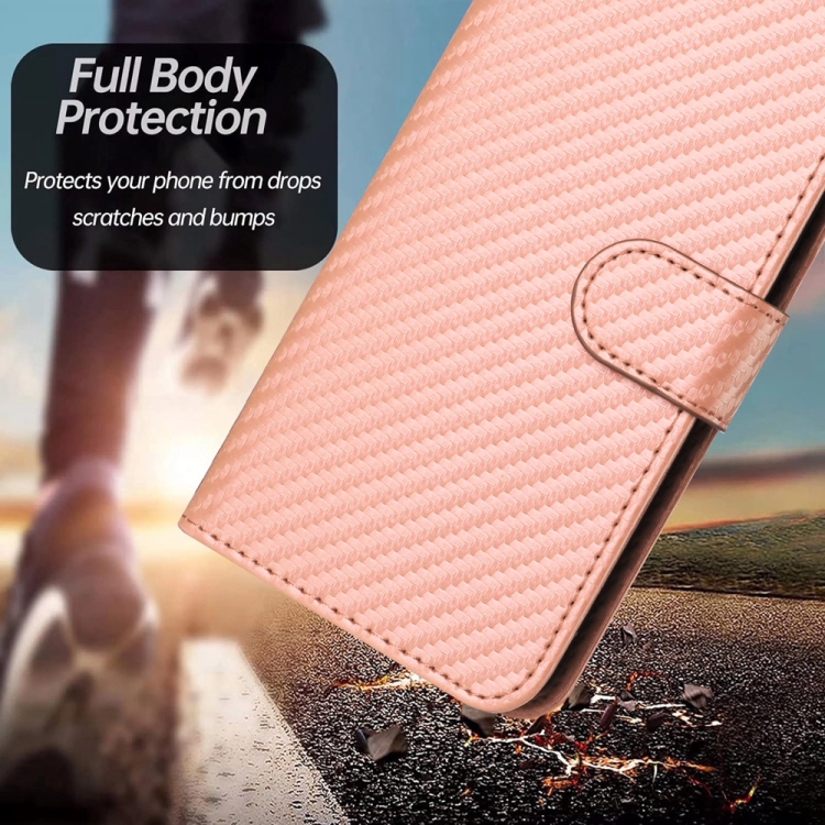 For Samsung Galaxy S21 5G YX0070 Carbon Fiber Buckle Leather Phone Case with Lanyard(Pink) For Samsung Galaxy S21 5G YX0070 Carbon Fiber Buckle Leather Phone Case with Lanyard(Pink)