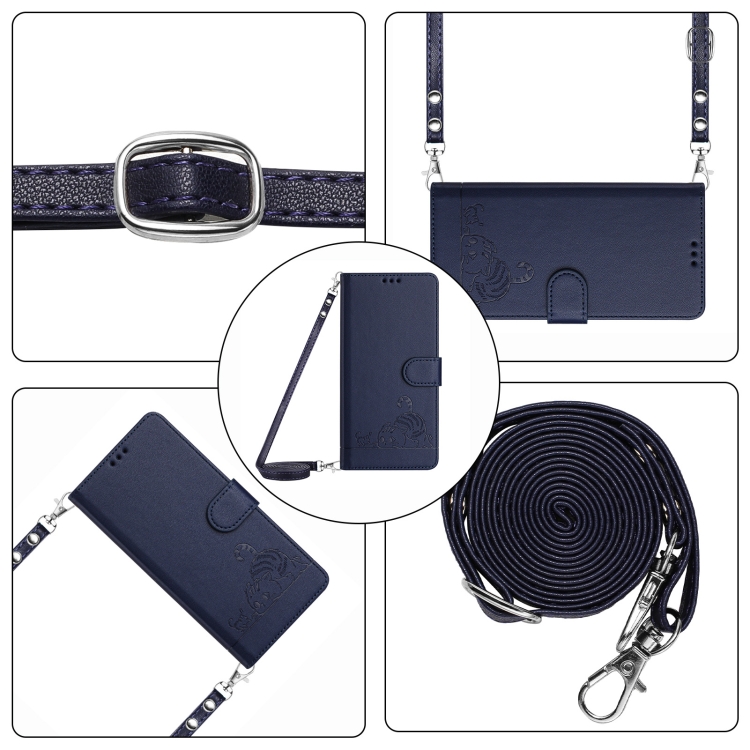 For Samsung Galaxy S23+ 5G Cat Rat Embossed Pattern RFID Leather Phone Case with Lanyard(Blue) For Samsung Galaxy S23+ 5G Cat Rat Embossed Pattern RFID Leather Phone Case with Lanyard(Blue)