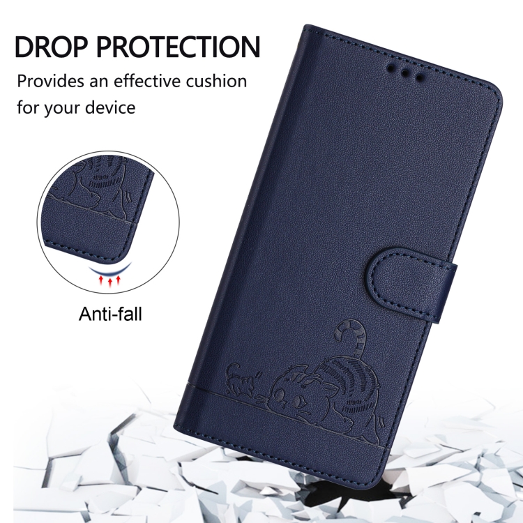 For Samsung Galaxy S23+ 5G Cat Rat Embossed Pattern RFID Leather Phone Case with Lanyard(Blue) For Samsung Galaxy S23+ 5G Cat Rat Embossed Pattern RFID Leather Phone Case with Lanyard(Blue)