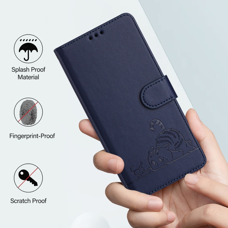 For Samsung Galaxy S23+ 5G Cat Rat Embossed Pattern RFID Leather Phone Case with Lanyard(Blue) For Samsung Galaxy S23+ 5G Cat Rat Embossed Pattern RFID Leather Phone Case with Lanyard(Blue)